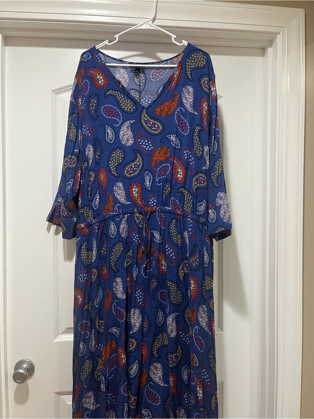 Lane Bryant Blue Paisley Maxi Dress with V-Neck